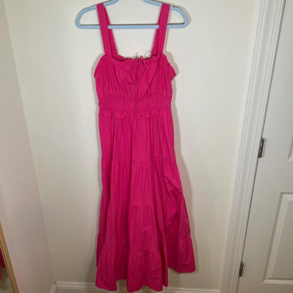 J.Crew Sevilla Tiered Maxi Dress in Hot Pink